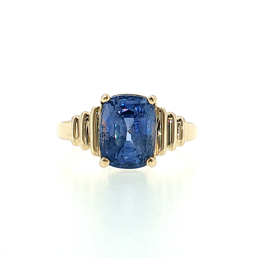 4.98 Cushion Blue Sapphire Engagement Ring 14k
