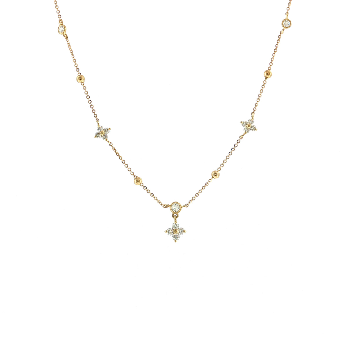 .41 Diamond Station Necklace 18k Yellow Gold