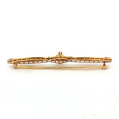 Art Deco Diamond Pilot Pin 14k Yellow Gold