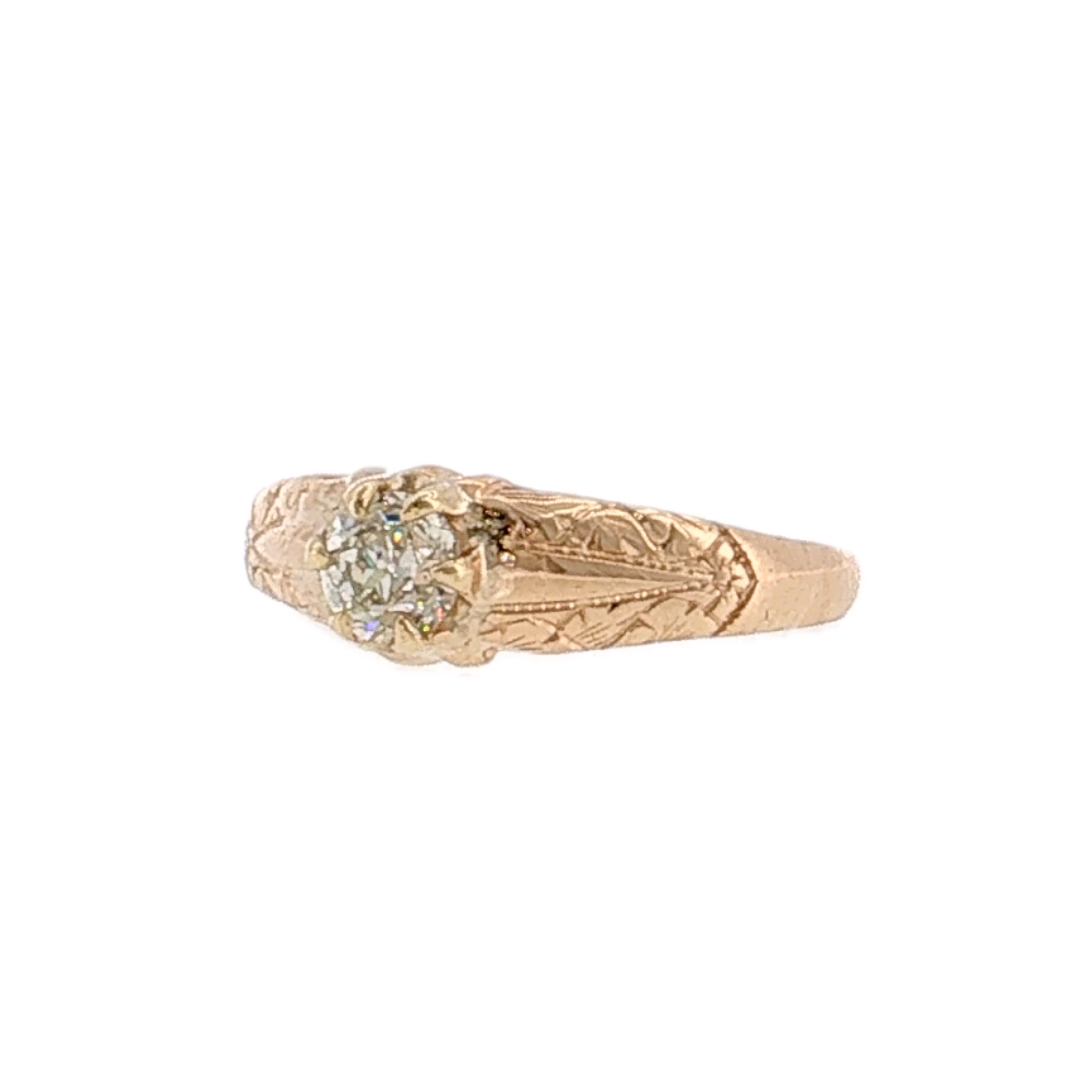 .38 Antique Victorian Old European Diamond Engagement Ring 14K - Left