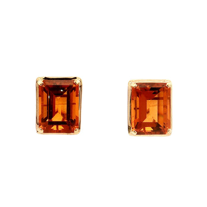 44.74 Emerald Cut Citrine Stud Earrings 14k