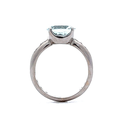 3.56 Aquamarine & Diamond Cocktail Ring in 18k White Gold