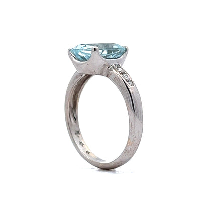 3.56 Aquamarine & Diamond Cocktail Ring in 18k White Gold