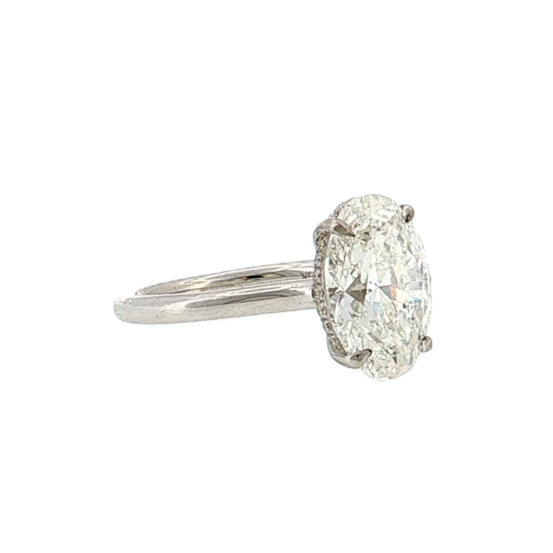 4.02 Oval Diamond Engagement Ring 18K White Gold - Right