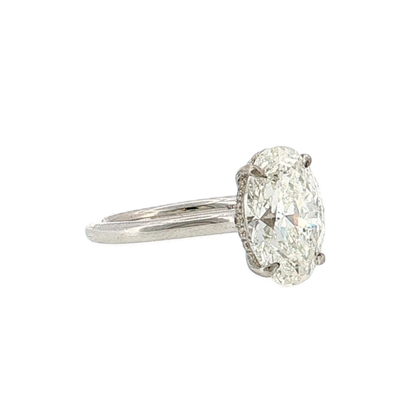 4.02 Oval Diamond Engagement Ring 18K White Gold - Right