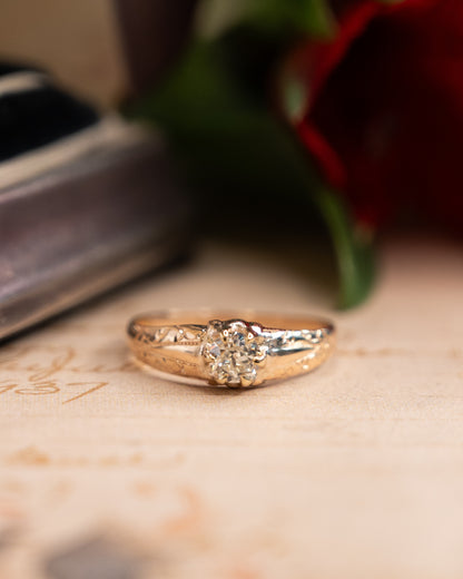 .38 Antique Victorian Old European Diamond Engagement Ring 14K