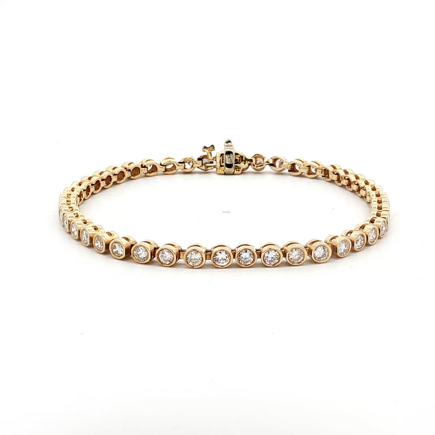 4 Carat Bezel Diamond Tennis Bracelet in 14k Yellow Gold