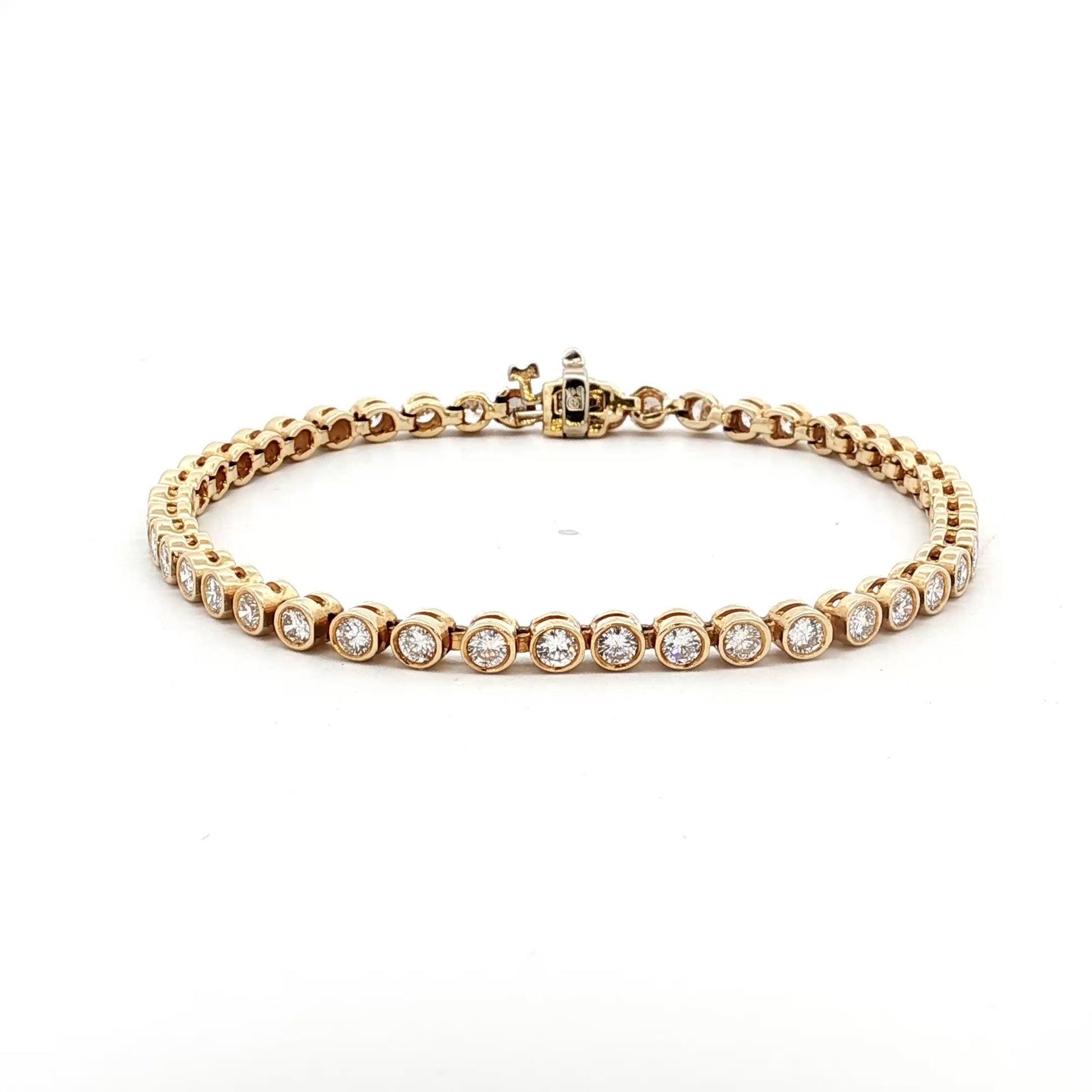 4 Carat Bezel Diamond Tennis Bracelet in 14k Yellow Gold