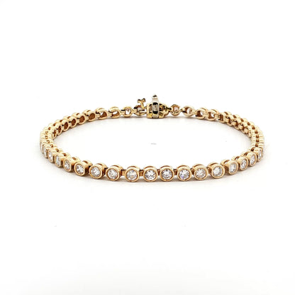 4 Carat Bezel Diamond Tennis Bracelet in 14k Yellow Gold