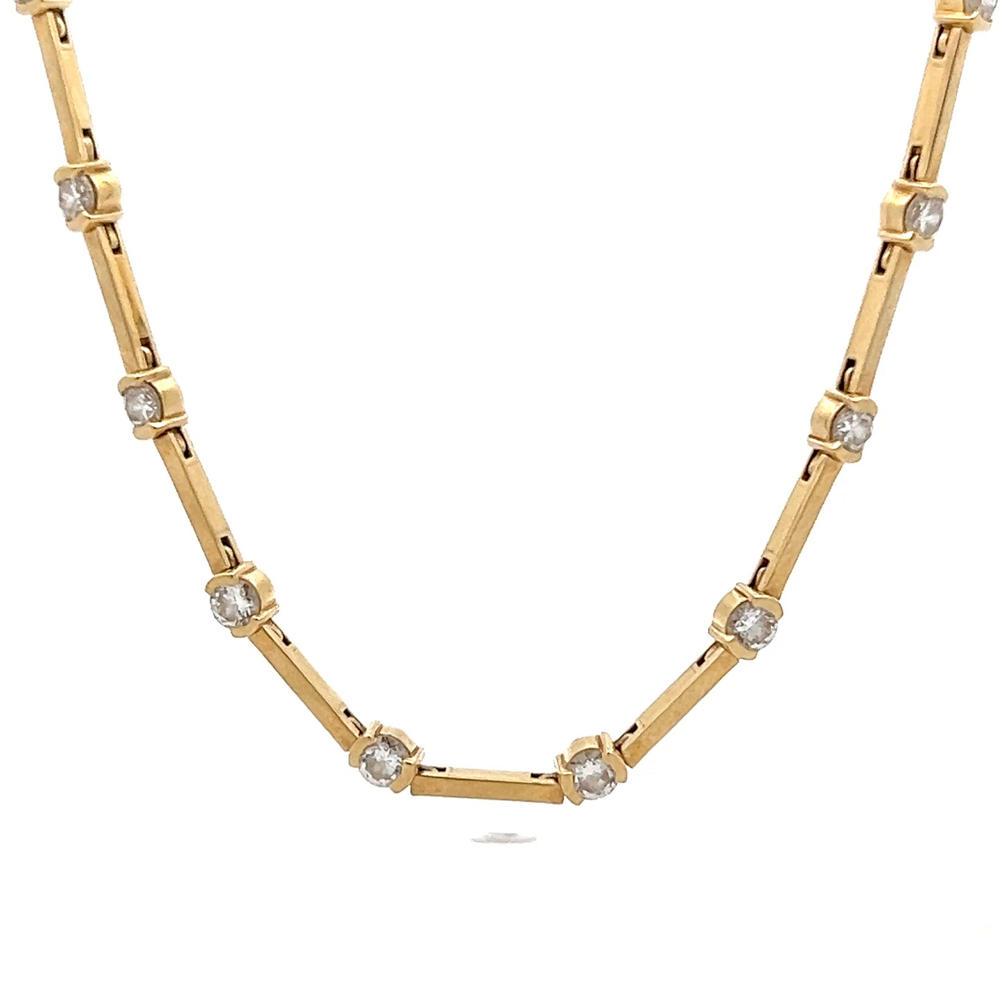 4 Carat Diamond Station Necklace 18k Yellow Gold