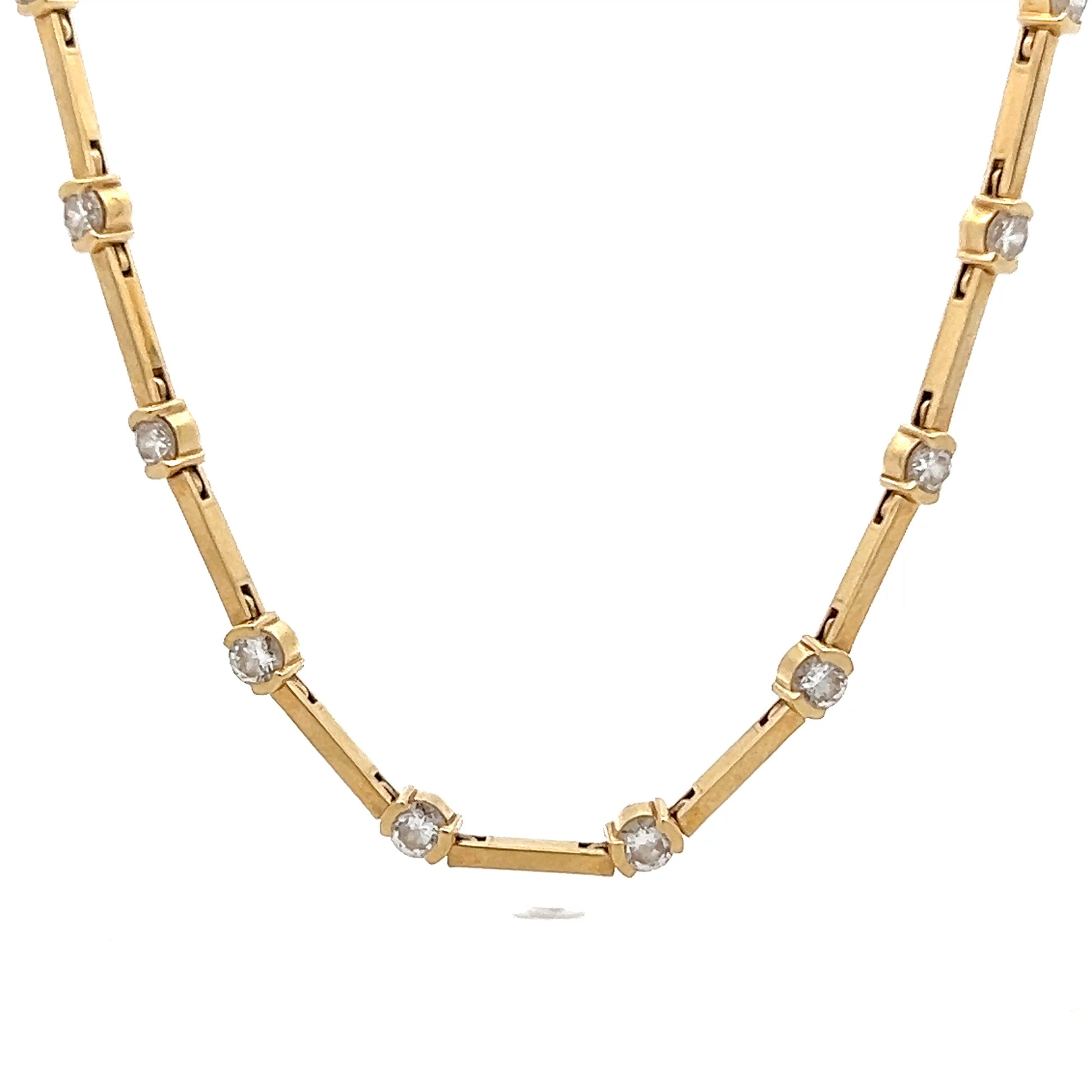 4 Carat Diamond Station Necklace 18k Yellow Gold