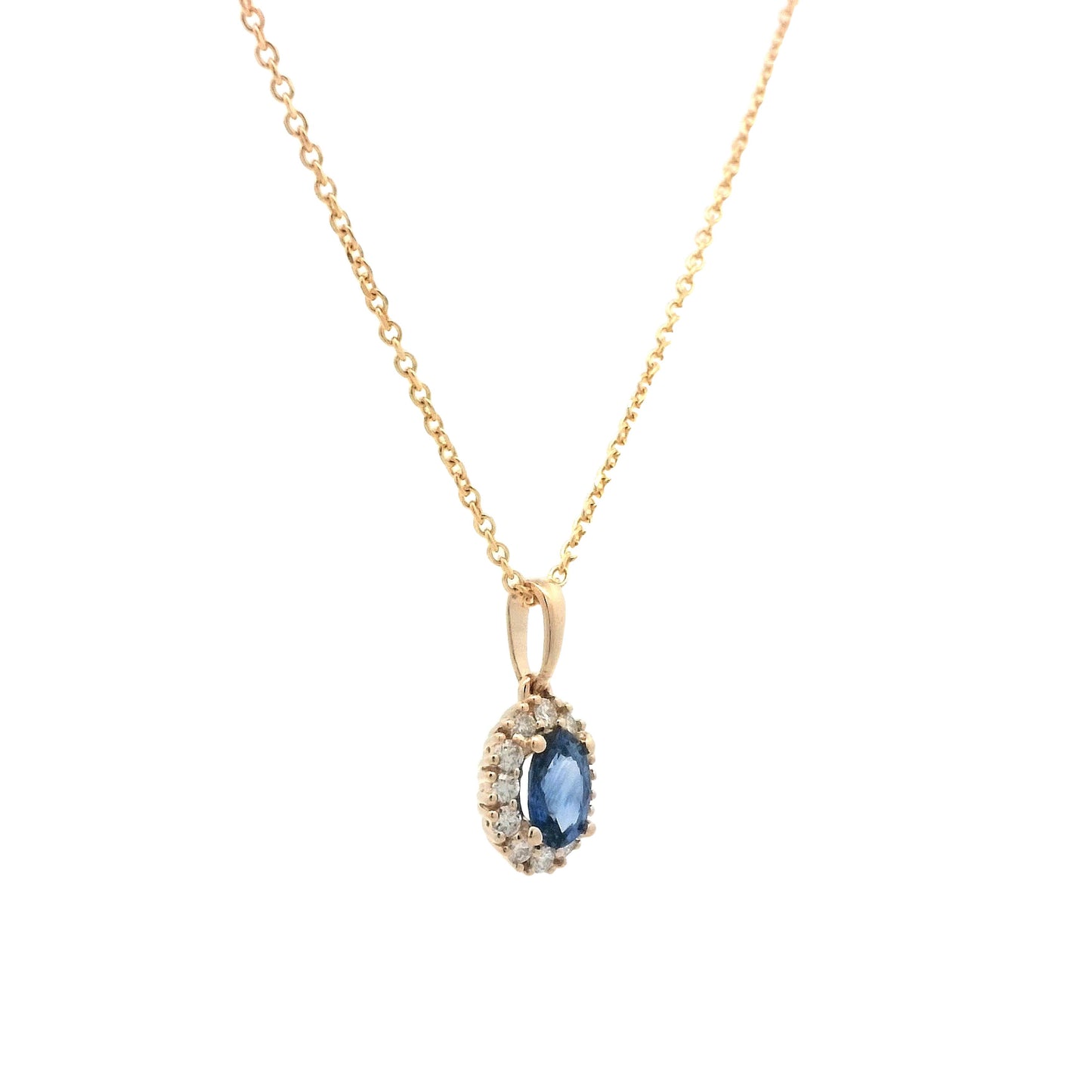 .54 Blue Sapphire Oval Pendant Yellow Gold Necklace