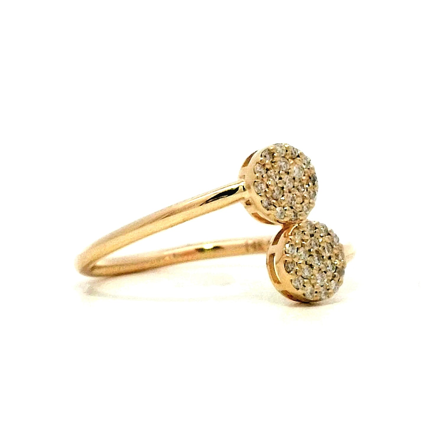 .14 Pave Diamond Toi Et Moi Ring in 14k Yellow Gold