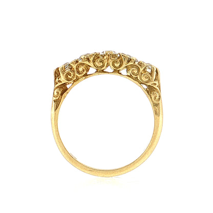 .94 Victorian Antique Old Mine Diamond Five Ring 18k