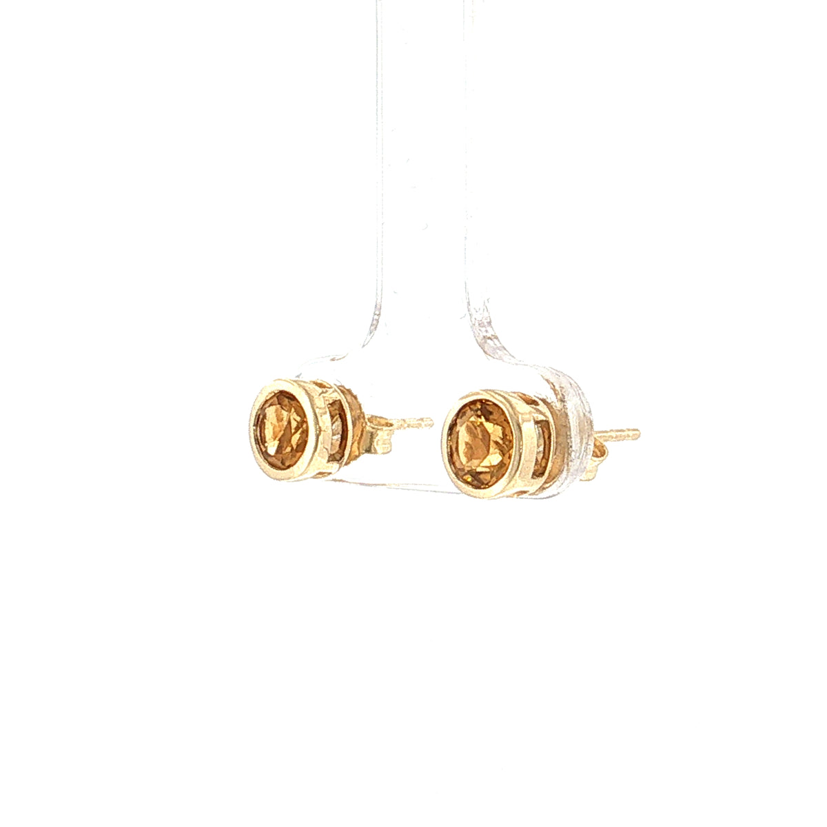 1.00 Carat Round Cut Citrine Stud Earrings 14k