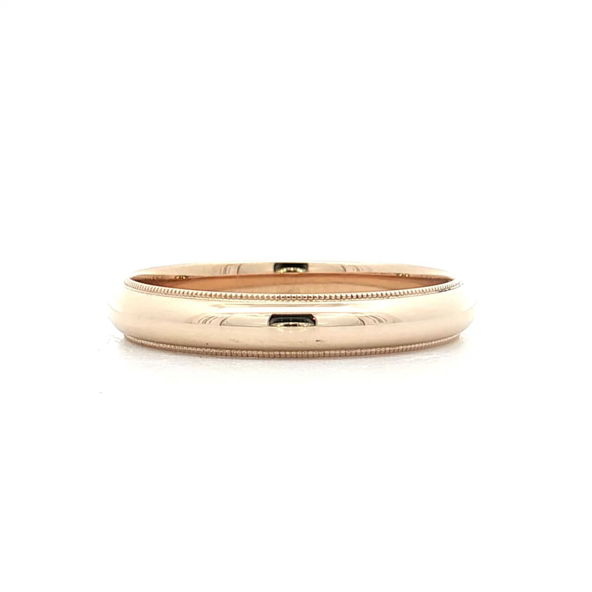 4mm Stepped Edge Milgrain Wedding Band 14k Yellow Gold