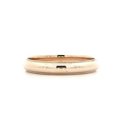 4mm Stepped Edge Milgrain Wedding Band 14k Yellow Gold