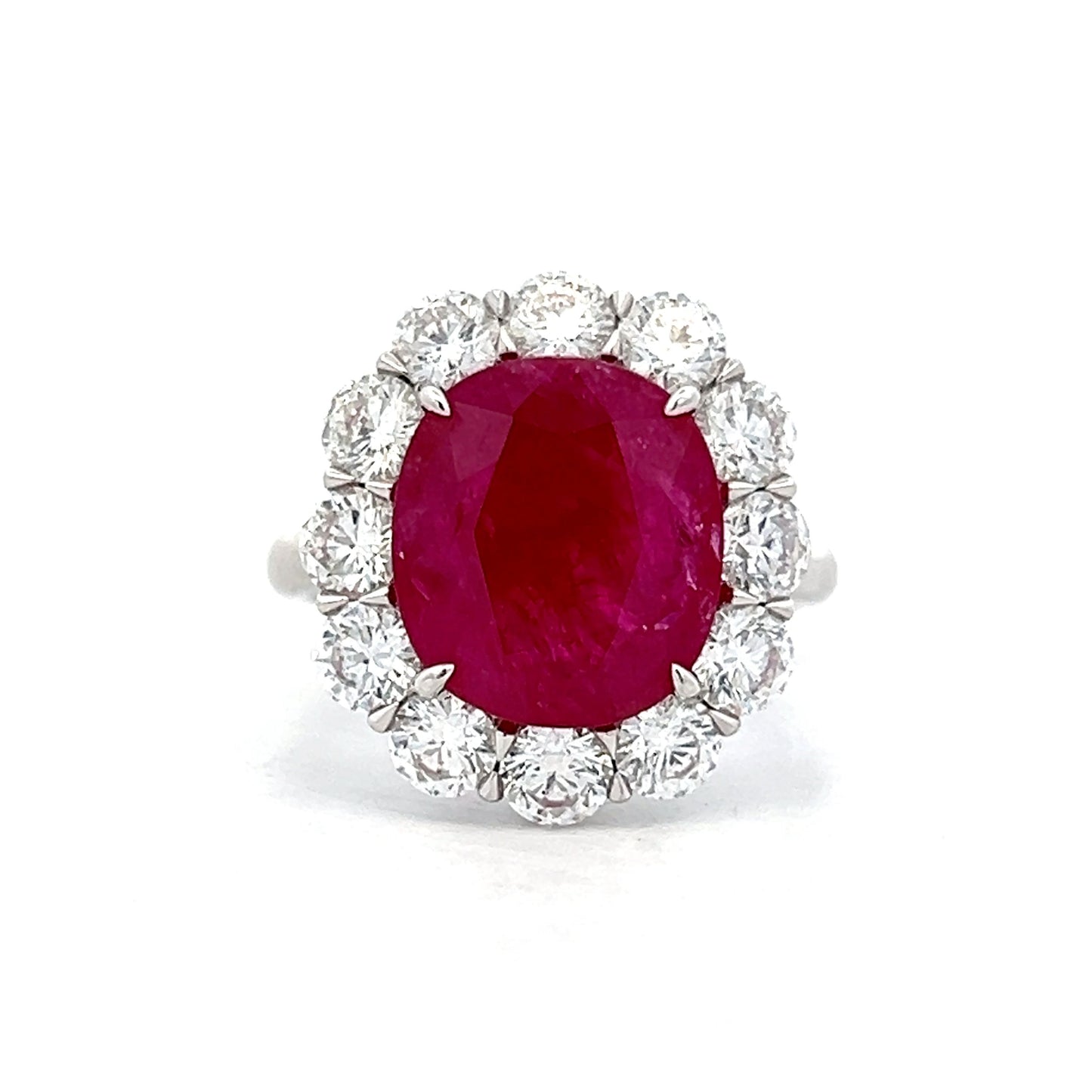 5.14 Cushion Cut Ruby & Diamond Cocktail Ring in Platinum