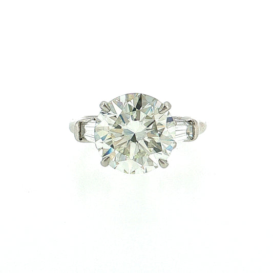 5.15 Round Diamond Three Stone Engagement Ring Platinum