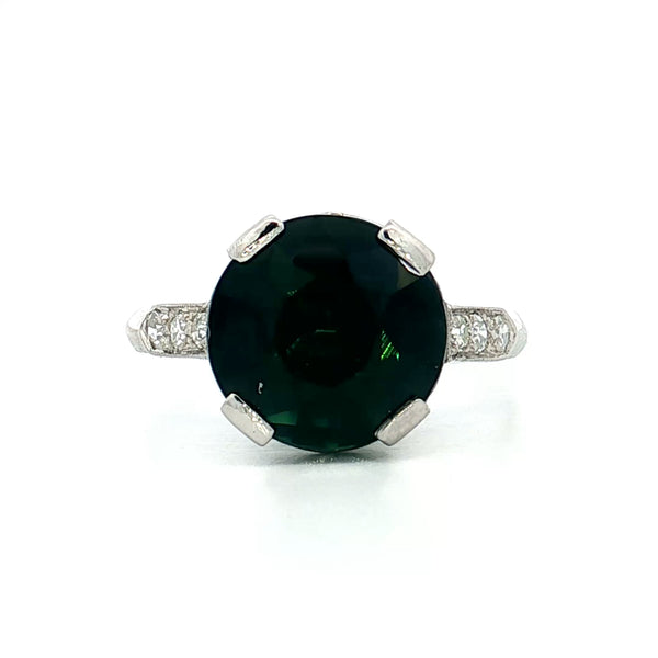 Vintage Green Sapphire Engagement Ring