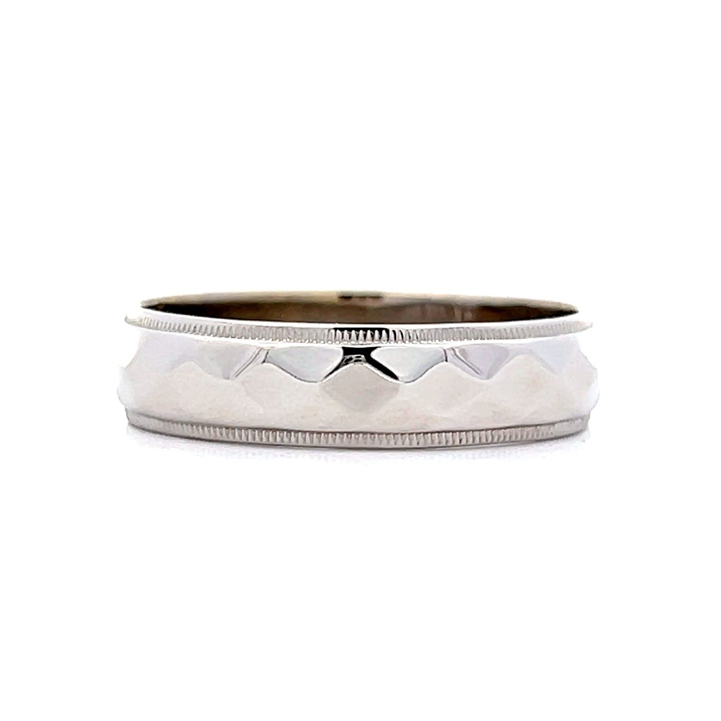 5.25mm Diamond Cut Pattern Band in 14k White Gold
