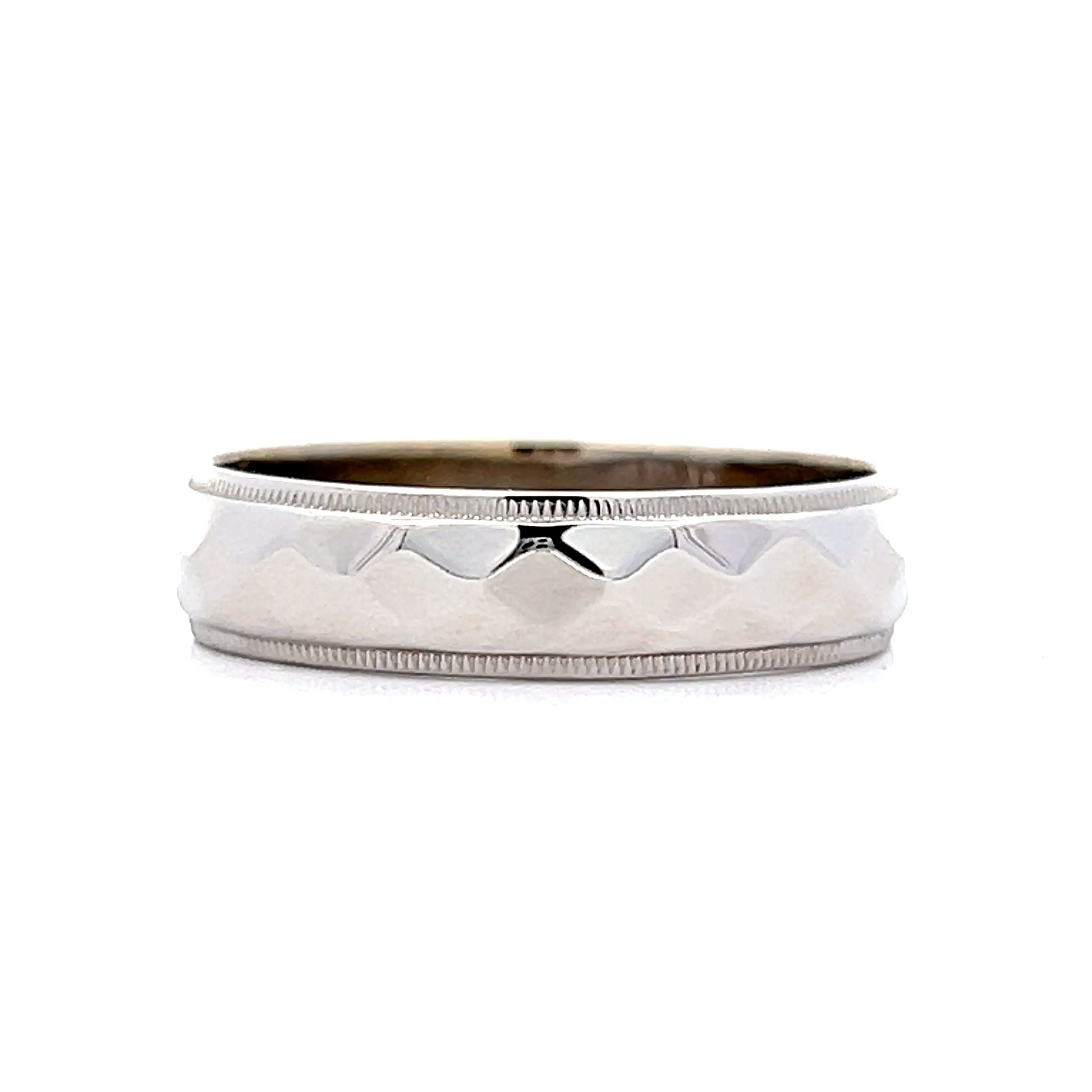 5.25mm Diamond Cut Pattern Band in 14k White Gold