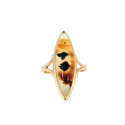 5.41 Antique Victorian Agate Cocktail Ring 14k Rose Gold