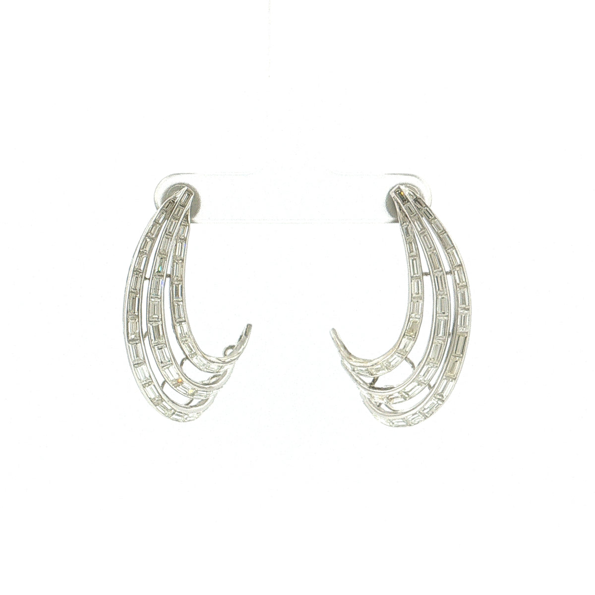 5.50 Baguette Diamond Drop Earrings Platinum & 18k White Gold