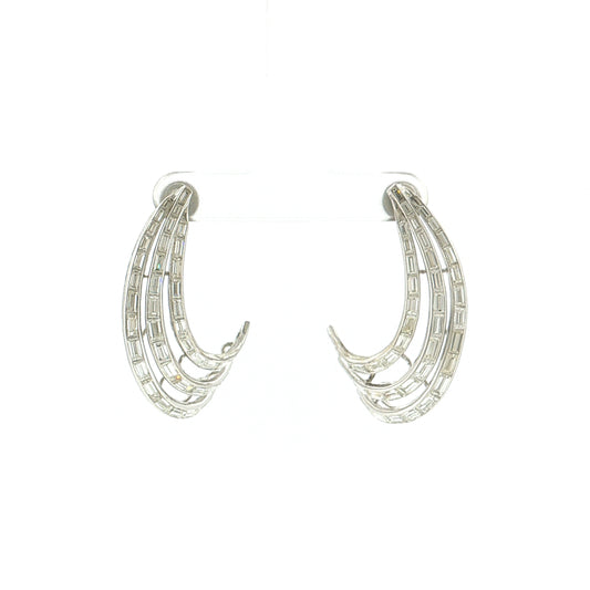 5.50 Baguette Diamond Drop Earrings Platinum & 18k White Gold