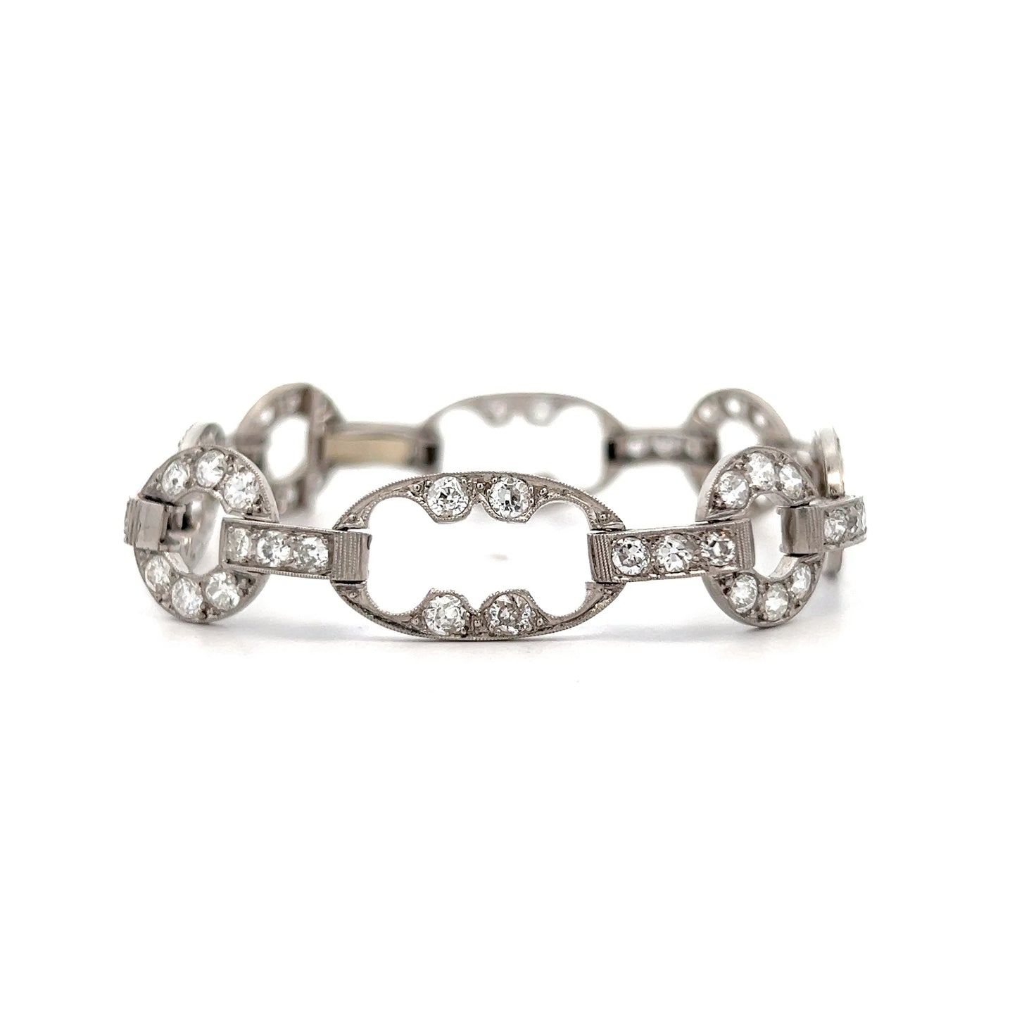 5.55 Antique Art Deco Diamond Bracelet Platinum