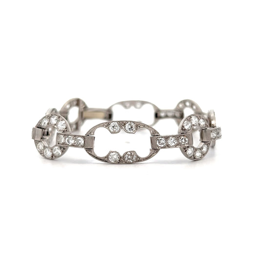 5.55 Antique Art Deco Diamond Bracelet Platinum