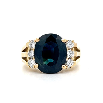 5.59 Cushion Sapphire Cocktail Ring in 18k Yellow Gold