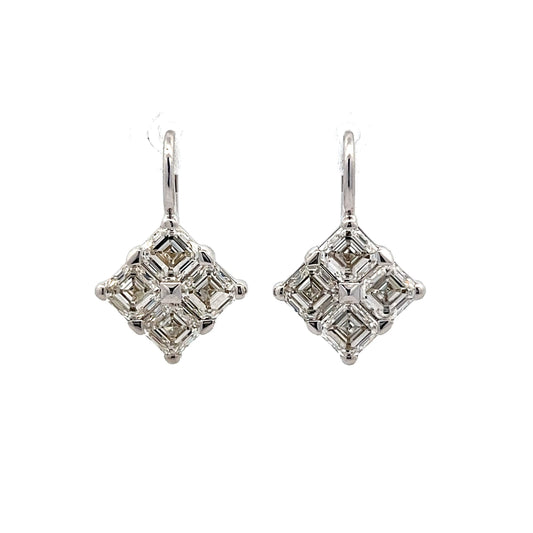 5.61 Asscher Diamond Earrings in 18k White Gold