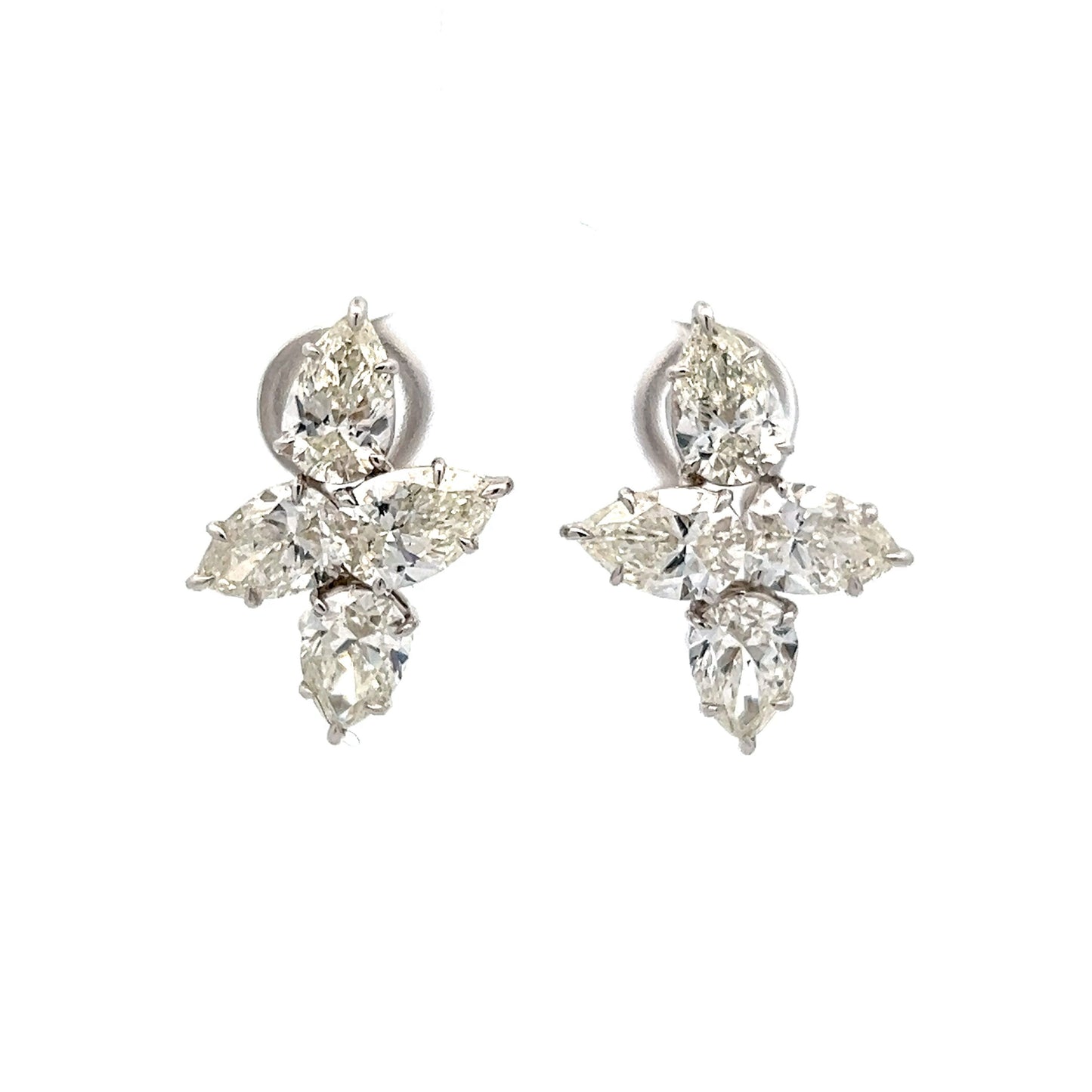 5.65 Pear Cut Diamond Cluster Earrings in 18k
