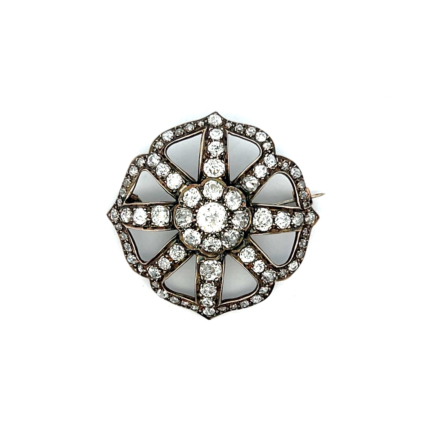 5.71 Antique Victorian Diamond Brooch in 14k/Sterling