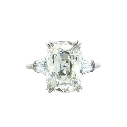 5.77 Vintage GIA Old Mine Cushion Diamond Engagement Ring Platinum