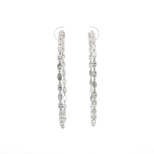 5.82 Diamond Inside-Out Hoop Earrings 18k White Gold