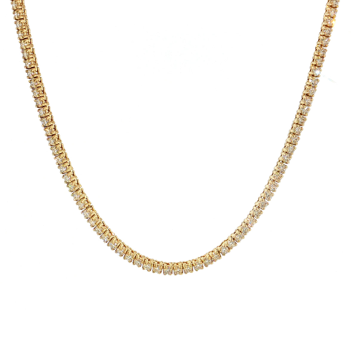 5.82 Round Brilliant Diamond Tennis Necklace 14K Yellow Gold