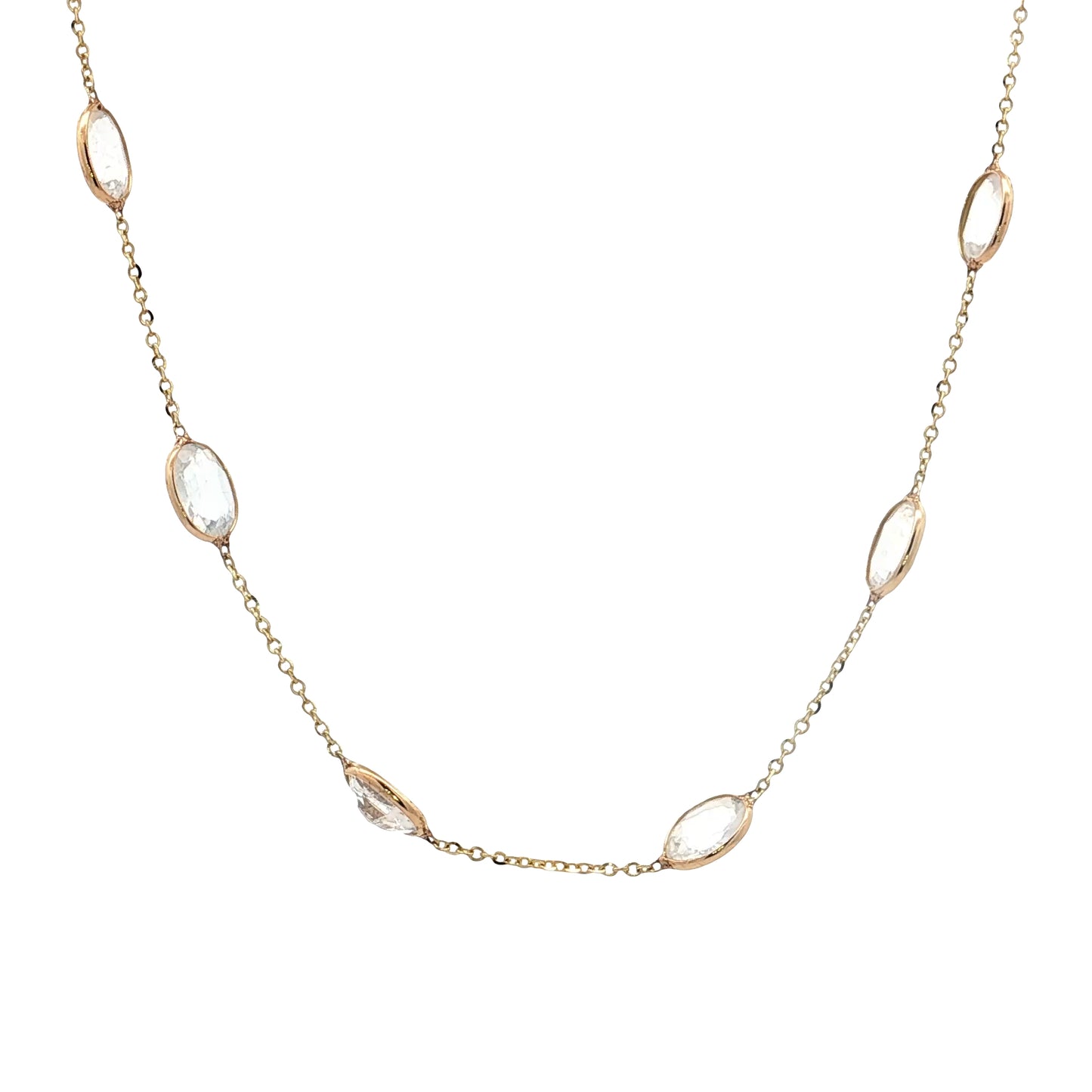 5.95 Oval Cut Moonstone Necklace 14k Yellow Gold