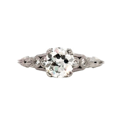 1.04 Antique Old Euro Diamond Engagement Ring