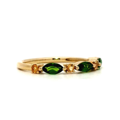 Tsavorite Garnet & Citrine Band in 14k Yellow Gold