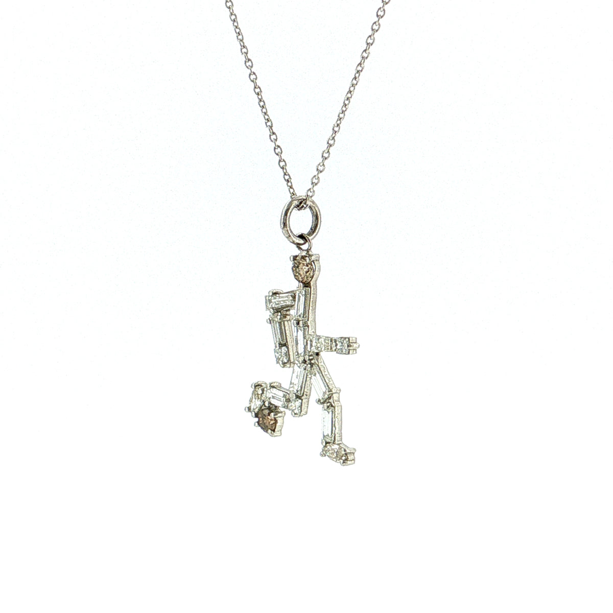 1.26 Diamond Soccer Player Pendant Necklace Platinum