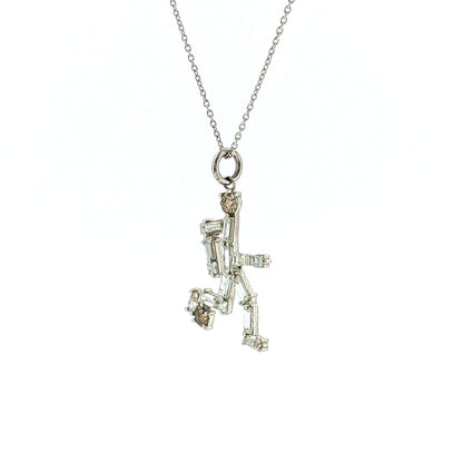 1.26 Diamond Soccer Player Pendant Necklace Platinum