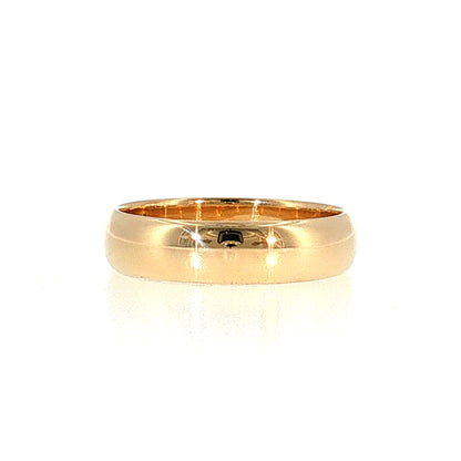 5mm Half Round Men's Wedding Band 14k Yellow Gold