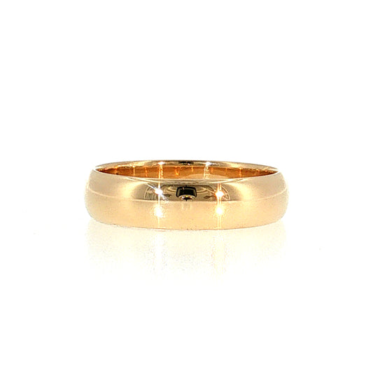 5mm Half Round Men's Wedding Band 14k Yellow Gold