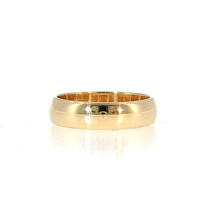 5mm Half Round Wedding Band 14k Yellow Gold