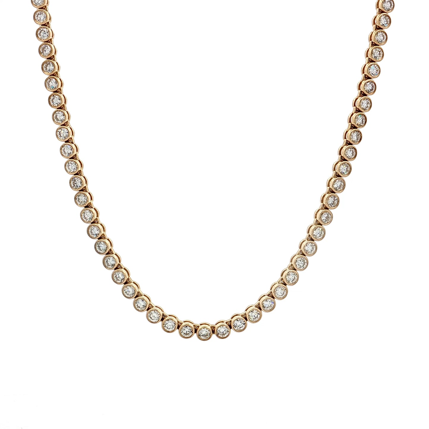 6.01 Diamond Bezel Tennis Necklace 14k Yellow Gold