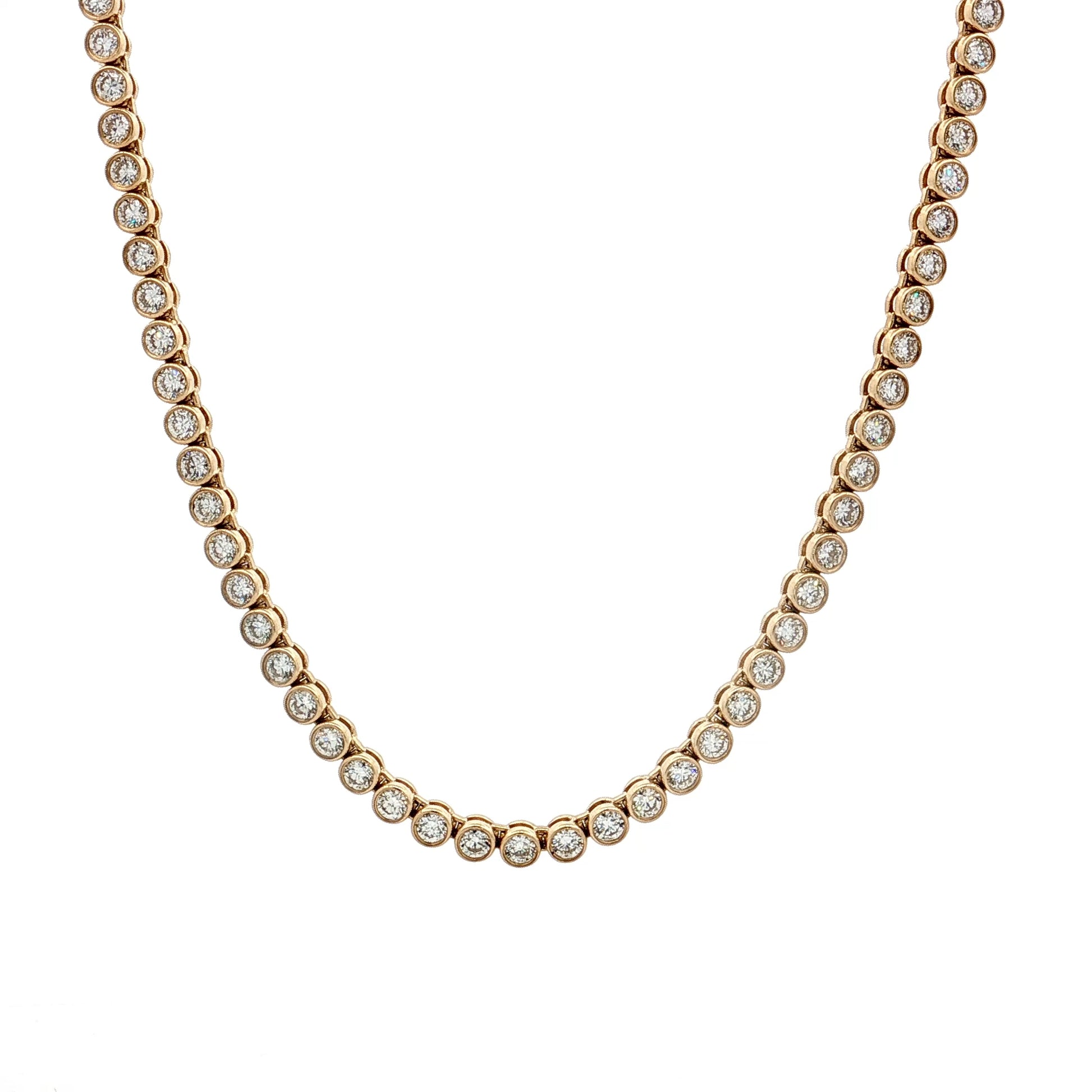 6.01 Diamond Bezel Tennis Necklace 14k Yellow Gold