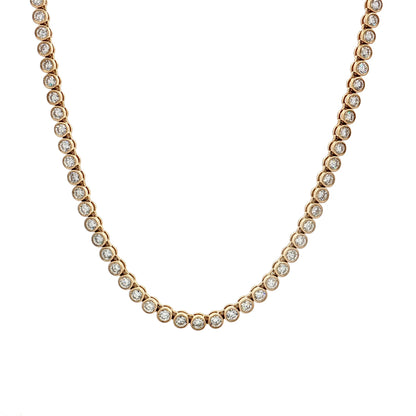 6.01 Diamond Bezel Tennis Necklace 14k Yellow Gold
