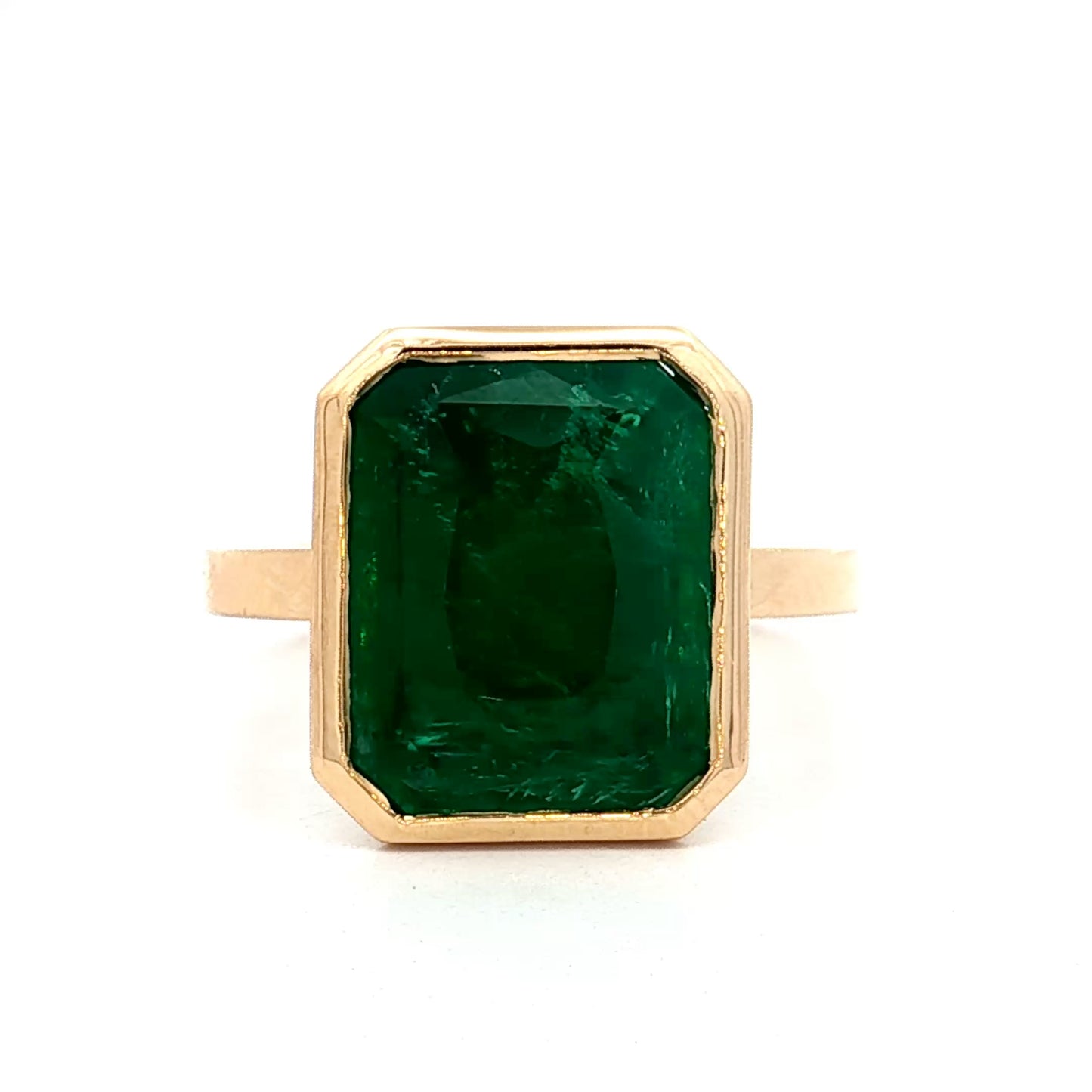 6.01 Emerald Cut Emerald in 18k Yellow Gold